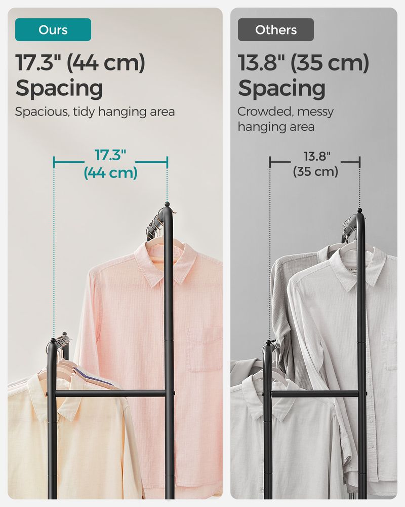SONGMICS Clothes Rack with Wheels and Dense Mesh Storage Shelf 