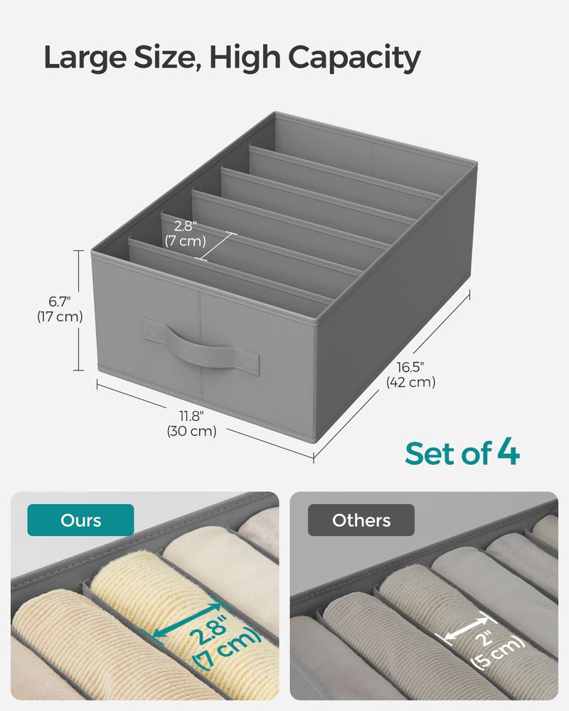 SONGMICS Wardrobe Clothes Organizer with 6 Grids 