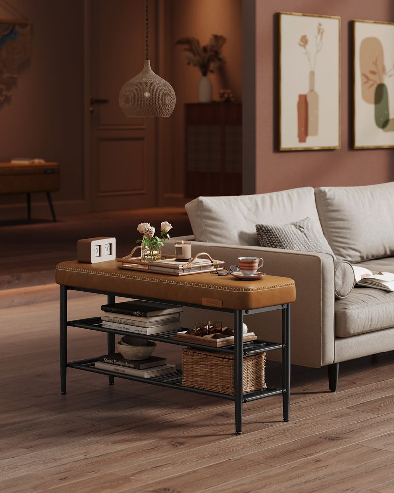 VASAGLE EKHO Collection - Shoe Bench with Metal Shelves 