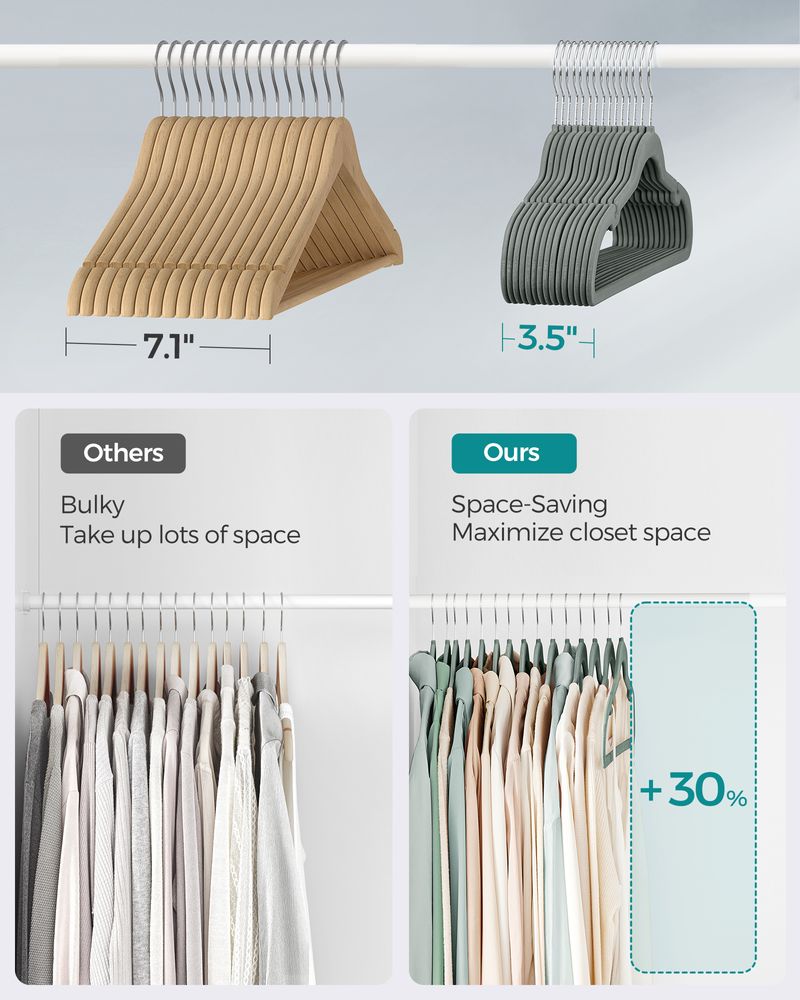 SONGMICS Velvet Hangers 30 Pack, Non-Slip Clothes Hangers 
