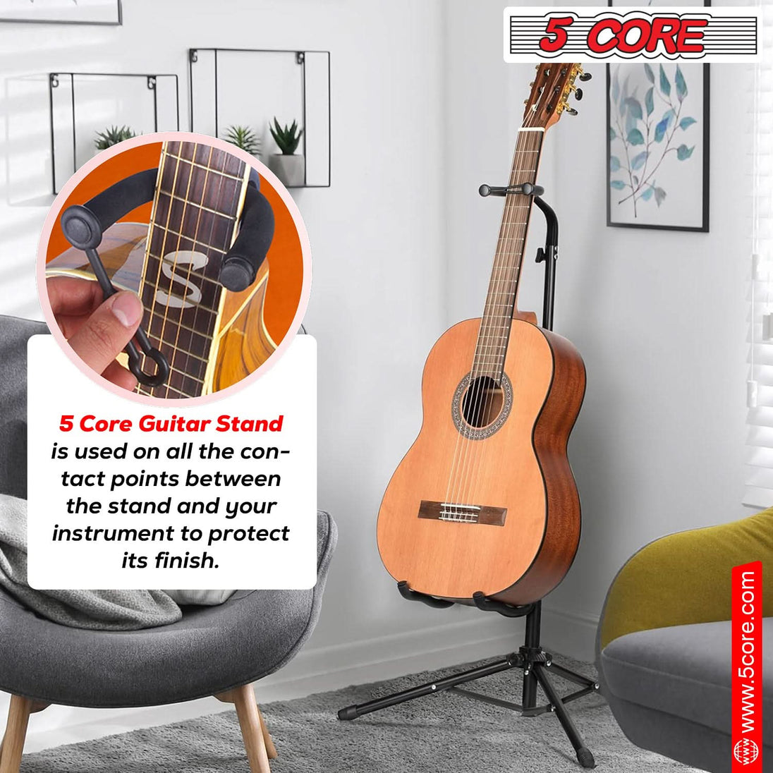 5Core Guitar Stand Floor Foldingholder Soporte Para Guitarra for Acoustic Electric Bass