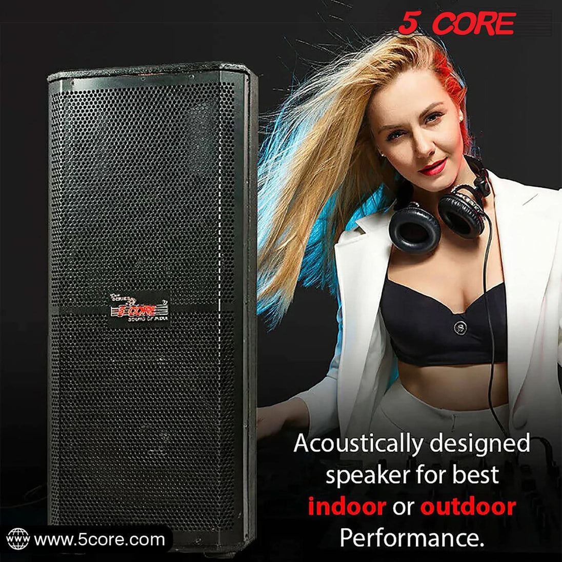 5Core Portable Cabinet PA DJ Speaker System 15 Inch 4000W Passive 3 Way Loudspeaker