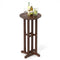 21.5 Inch Round Bar Table Patio HDPE Bar Height Dining Table with Slatted Tabletop-Brown
