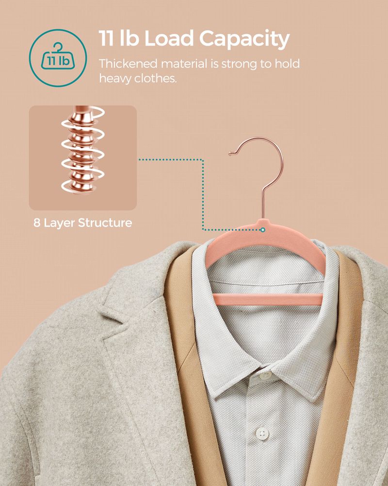 SONGMICS Clothes Hanger with Rose Gold Swivel Hook 