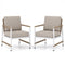 2 Packs Patio Aluminum Sofa with Wicker Backrest and Armrests