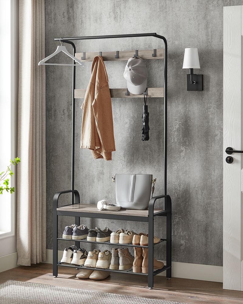 VASAGLE Coat Rack with Shoe Bench for Entryway 