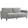 HOMCOM Pull Out Sofa Bed, Button Tufted Fabric Convertible Bed Couch with Adjustable Back, for Living Room, Grey