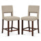 2 Piece Bar Chair Set with Hollowed Back and Rubber Wood Legs-Beige