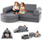 13 Pieces Convertible Modular Kids Play Couch for Nursery Playroom Bedroom-Gray