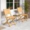 2 Pieces Teak Wood Outdoor Dining Chairs with Slatted Sea