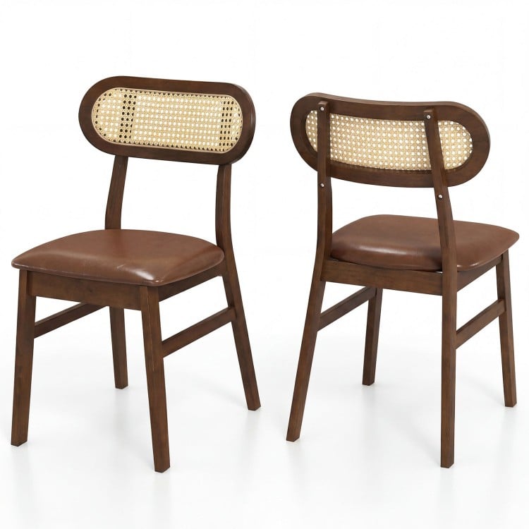 Indoor Mid Century Wood Dining Chairs Set of 2  for Dining Room-Coffee