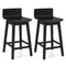 24.5 Inch Swivel Wooden Bar Stools Set of 2 with Rubber Wood Legs and Low Back-Black