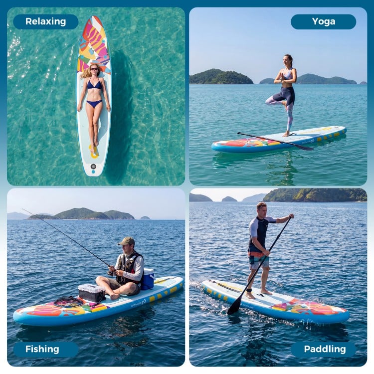 11' Wide Inflatable Stand Up Paddle Board with Backpack for All Skill Levels
