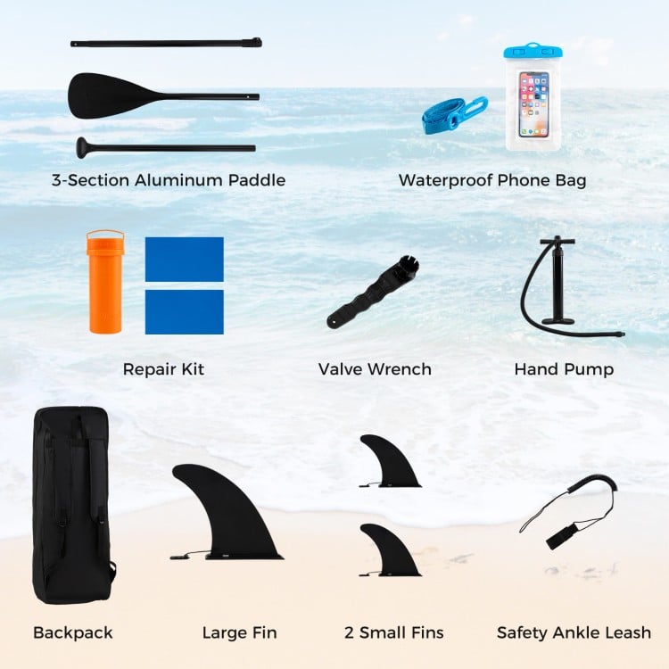 11' Wide Inflatable Stand Up Paddle Board with Backpack for All Skill Levels