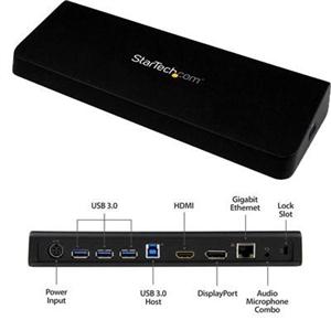 USB 3.0 Docking Station Dual Monitor with HDMI & 4K DisplayPort - 4x USB-A, Ethernet - USB Type A Universal Laptop Dock