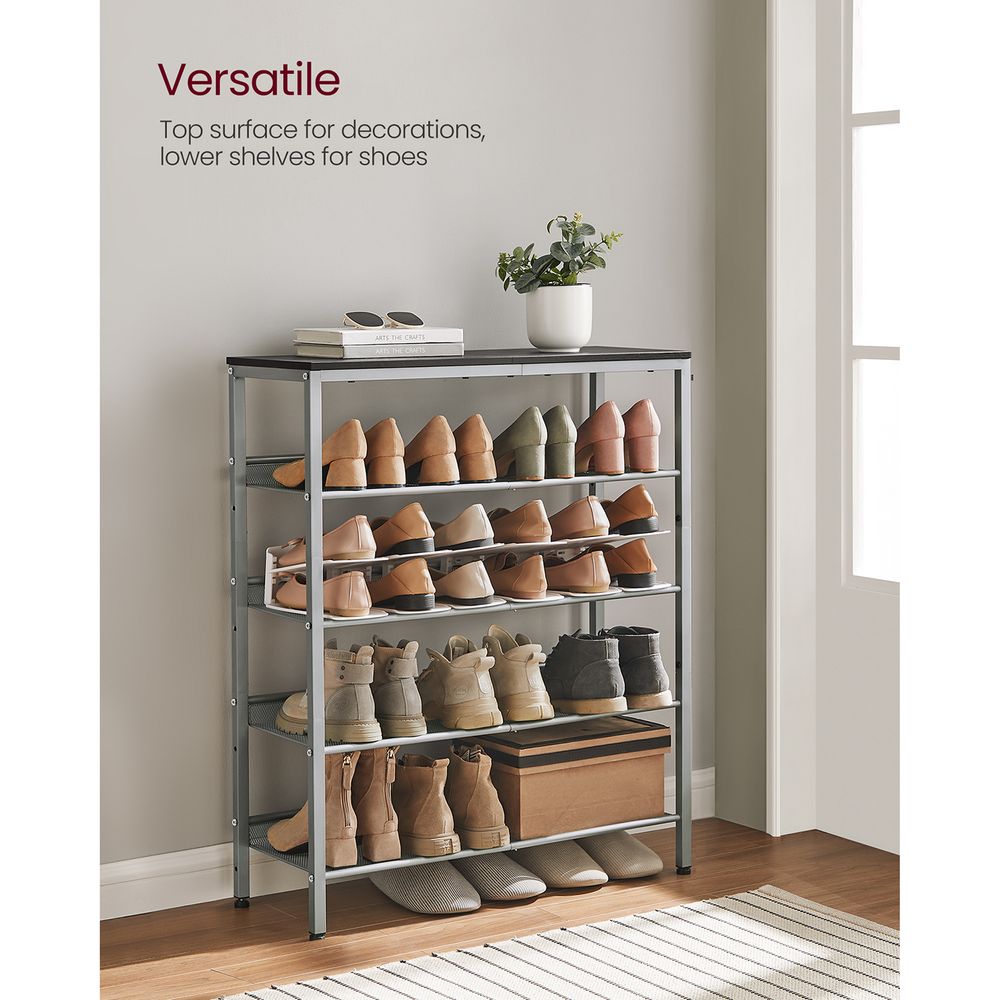 VASAGLE 5-Tier Shoe Rack with Storage Shelves and Spacious Top 