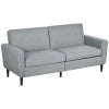 HOMCOM 3 Seater Sofa, Upholstered Couch for Bedroom, Modern Sofa Settee with Padded Cushion, Button Tufting and Wood Legs for Living Room, Grey 