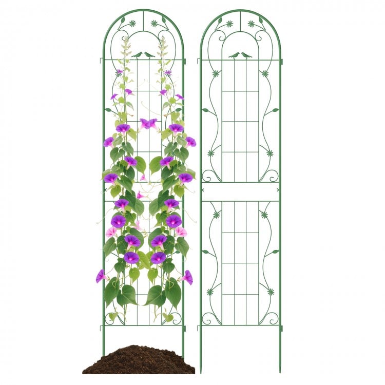 2 Pack 86.5 x 20 Inches Metal Garden Trellis for Climbing Plants-Green