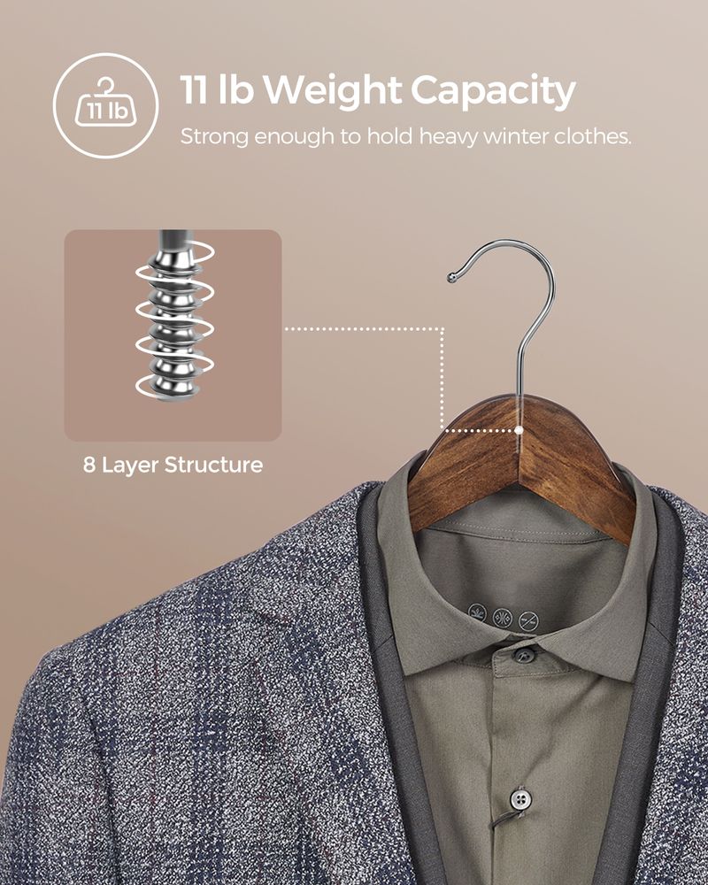 SONGMICS 20-Pack Wood Coat Hangers with Shoulder Notches 