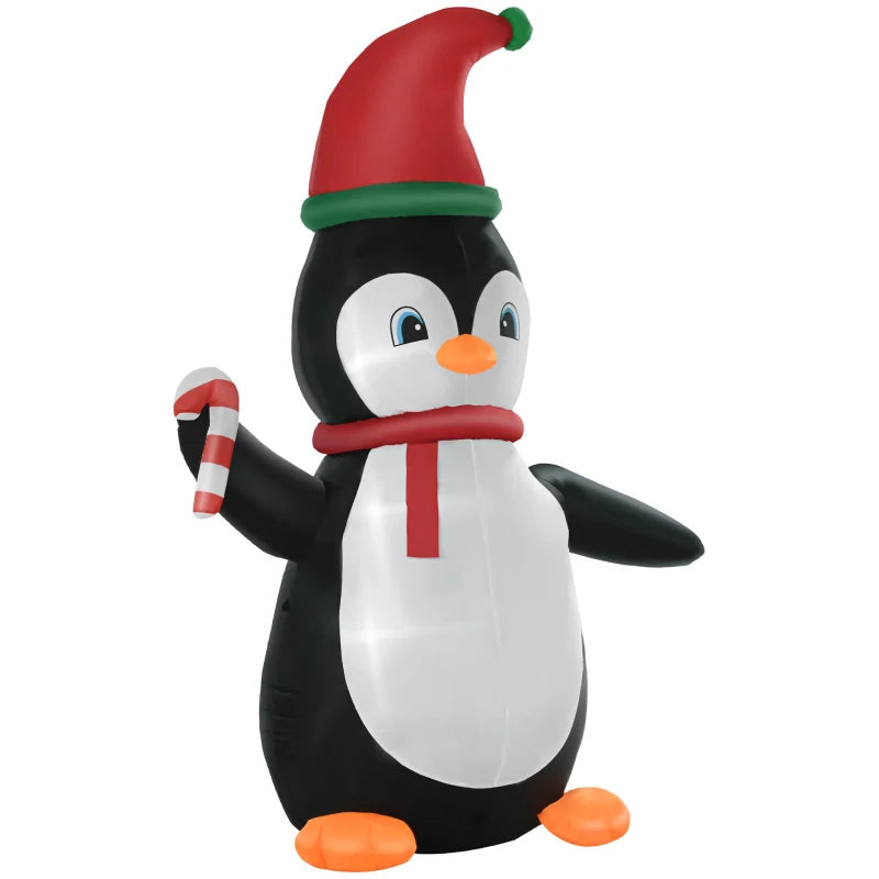 HOMCOM 8FT Inflatable Christmas Penguin, LED Lighted Blow Up Holiday Decoration for Indoor & Outdoor Yard Display 