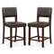 2 Piece Bar Chair Set with Hollowed Back and Rubber Wood Legs-Brown