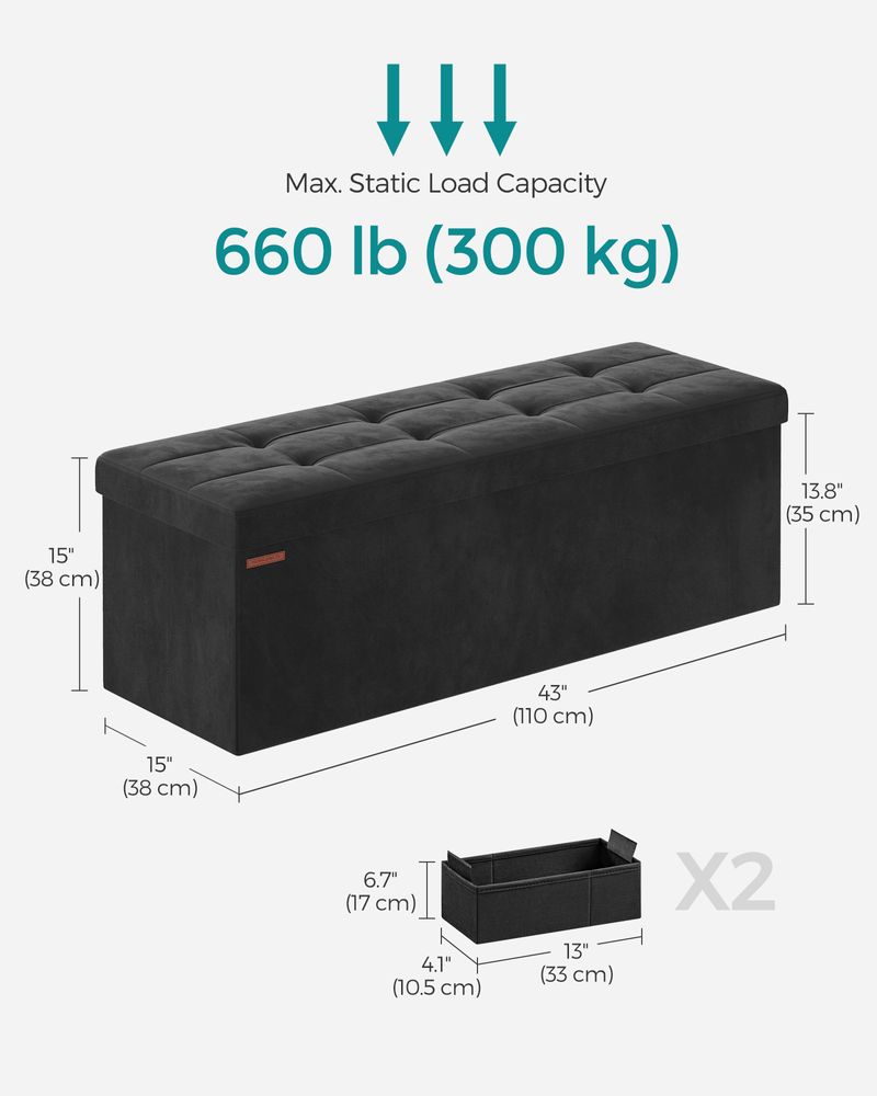 SONGMICS Storage Ottoman Bench with Storage Chest, Load up to 660 lb 