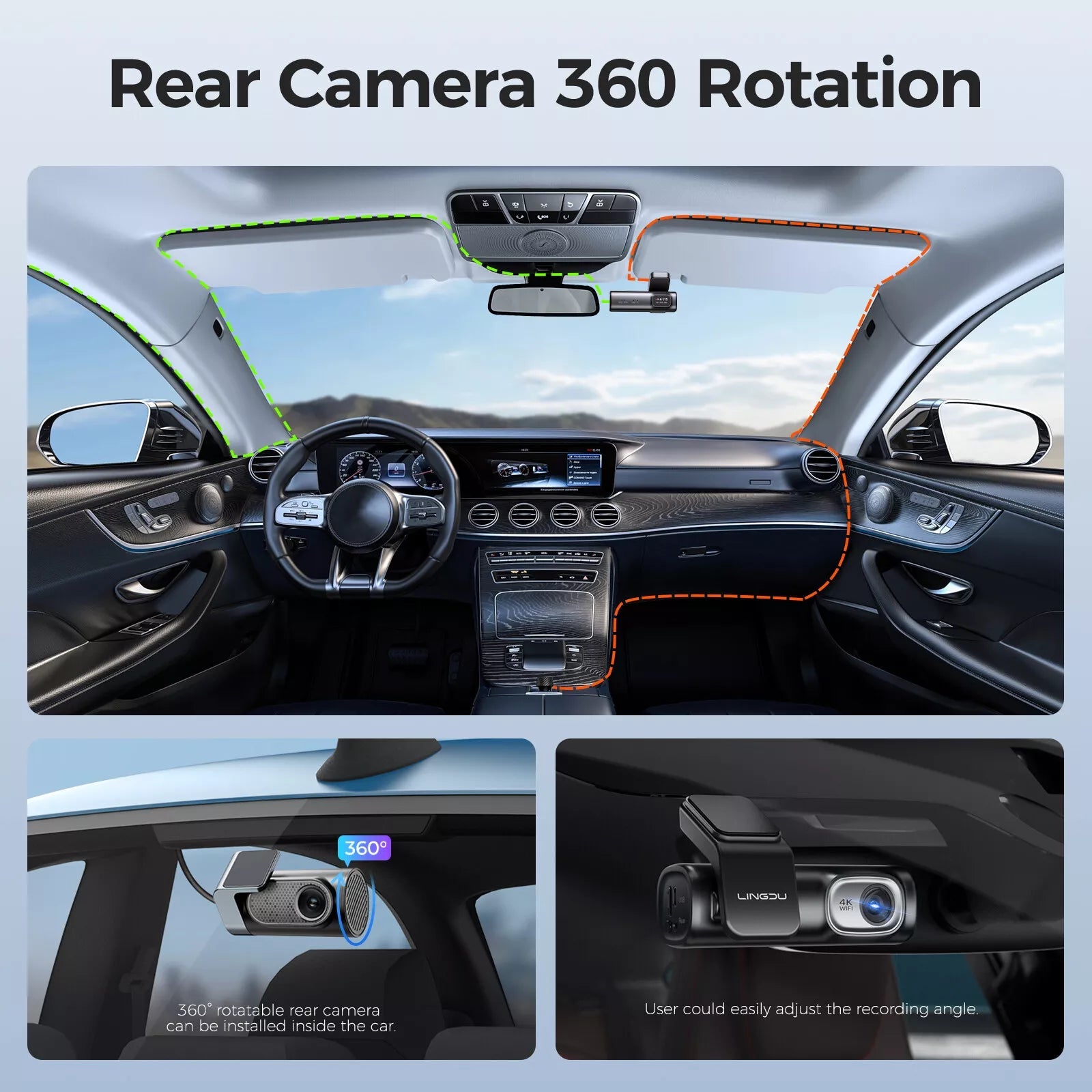 D600 4K Dash Cam Front and Rear, Free 64GB Card, Built-in 5G WiFi GPS Car Camera, Smart Voice Control, G-Sensor 24H Parking Mode, Loop Recording Night Vision, Max Up Support 128GB 