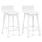 24.5 Inch Swivel Wooden Bar Stools Set of 2 with Rubber Wood Legs and Low Back-White
