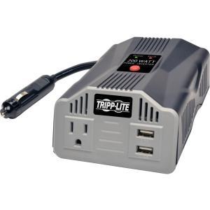 Tripp Lite by Eaton 200W PowerVerter Ultra-Compact Car Inverter with Outlet and 2 USB Charging Ports 