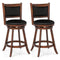 2 Pieces 24 Inch Swivel Counter Stool Dining Chair Upholstered Seat-Brown
