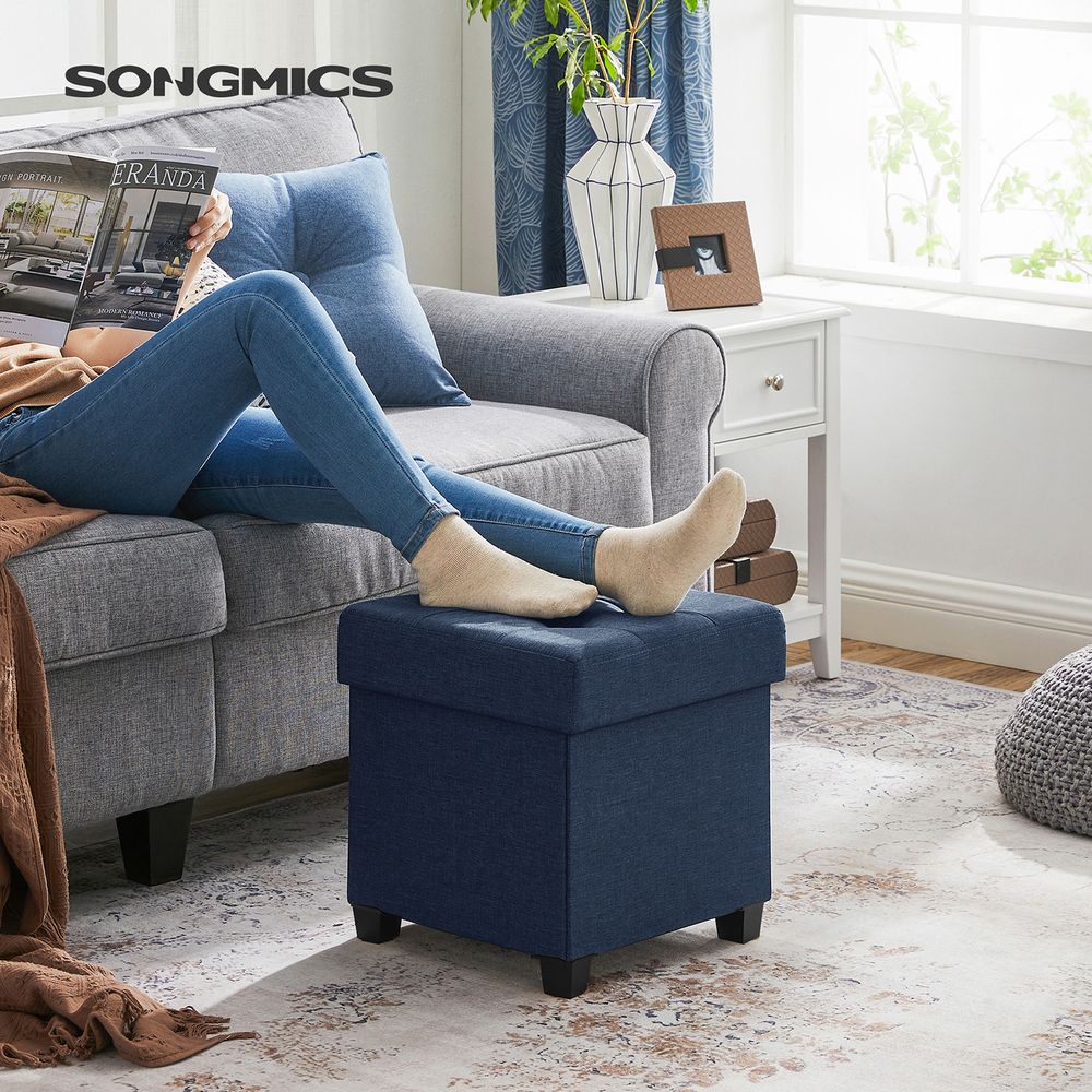 SONGMICS Small Ottoman Foot Rest with Legs 