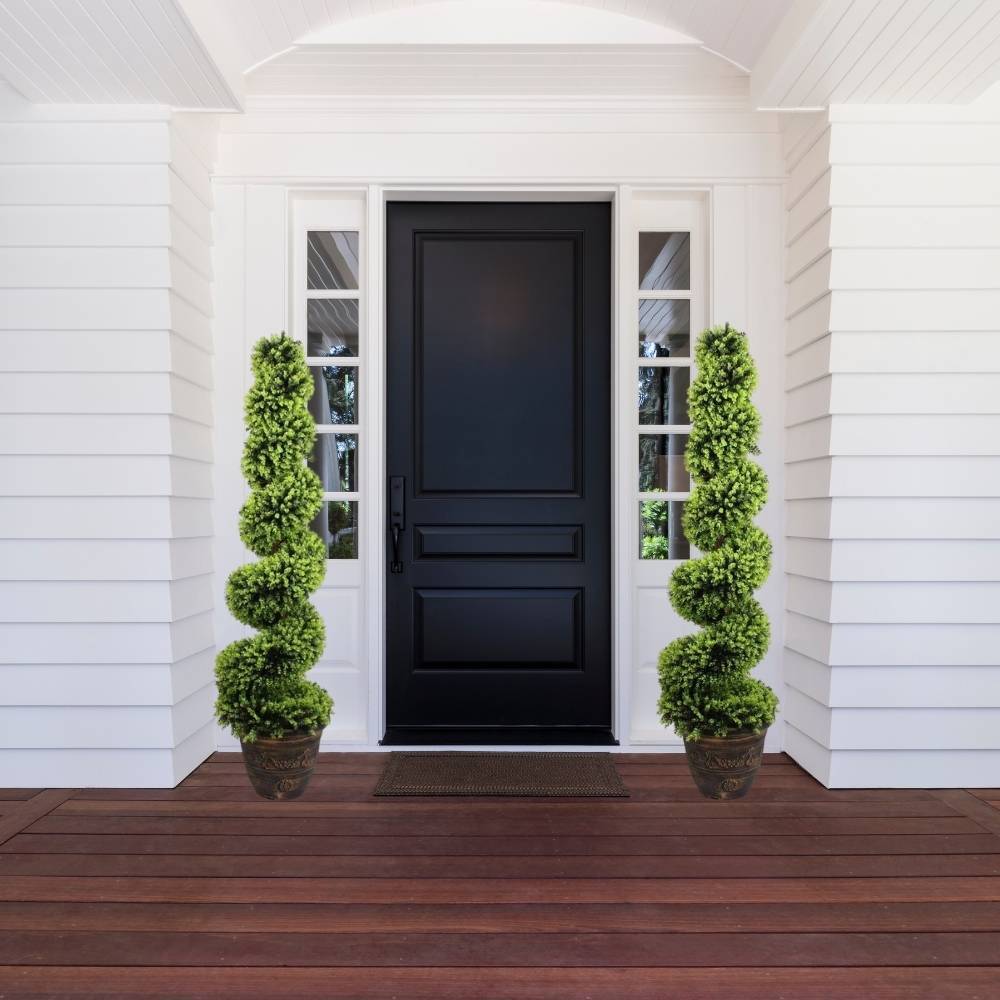 Wales Faux Potted Spiral Boxwood Topiary Plant (Multiple Sizes) 