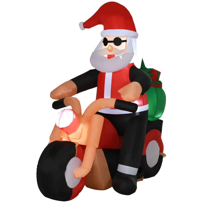 HOMCOM 5.2FT Inflatable Christmas Santa Claus on Snowmobile, LED Lighted Blow Up Decoration for Indoor & Outdoor Holiday Display 