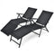2 Pieces Foldable Chaise Lounge Chair with 2-Position Footrest-Gray