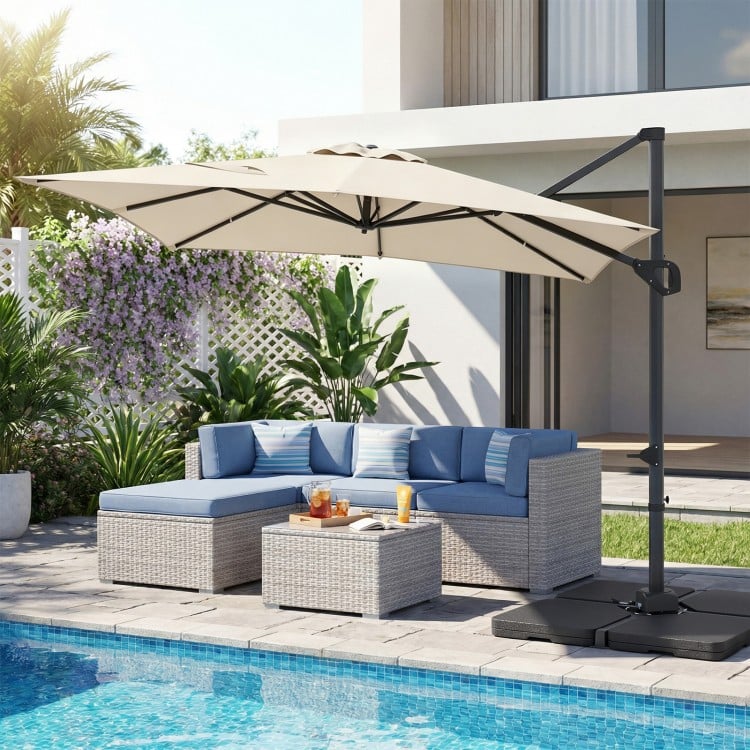 11 x 9 FT Aluminum Pole Outdoor Offset Hanging Umbrella with 220 LBS Base