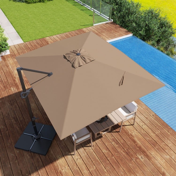 11 x 9 FT Aluminum Pole Outdoor Offset Hanging Umbrella with 220 LBS Base