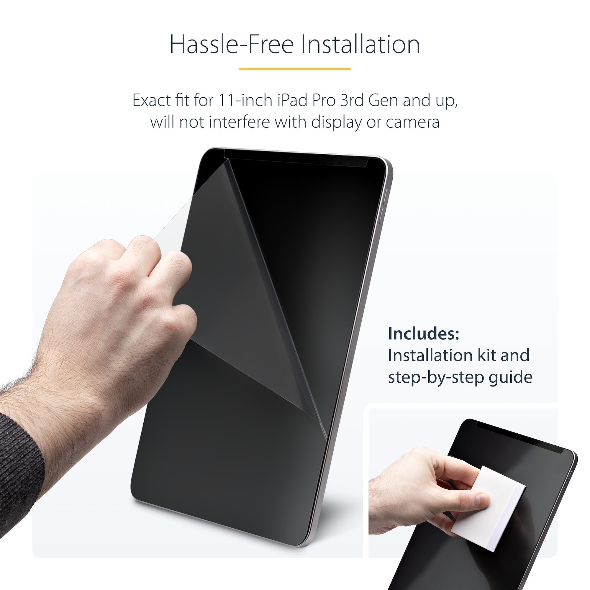 4-Way Privacy Screen For 11-inch iPad Pro, For Portrait/Landscape Orientations, Touch-Enabled, +/- 30 Deg. View, Blocks up to 51% Blue Light, Anti-Glare 