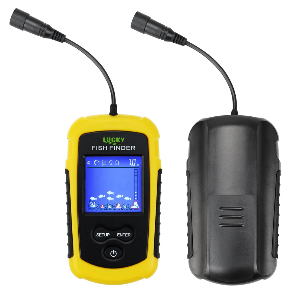 FFC-1108-1 Portable Fish Finder Sonar, 328 ft Depth Detection, 2" TN Anti-UV LCD Display with LED Backlight, Wired Transducer for Boat, Kayak & Ice Fishing
