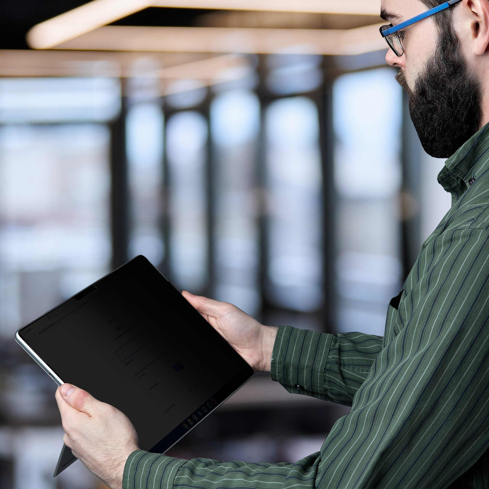 4-Way 12.3in Surface Pro 4/5/6/7/7+ Privacy Screen Filter, Portrait/Landscape, Touch-Enabled, +/- 30 Deg. View, Blue Light Reduction, Matte Finish 