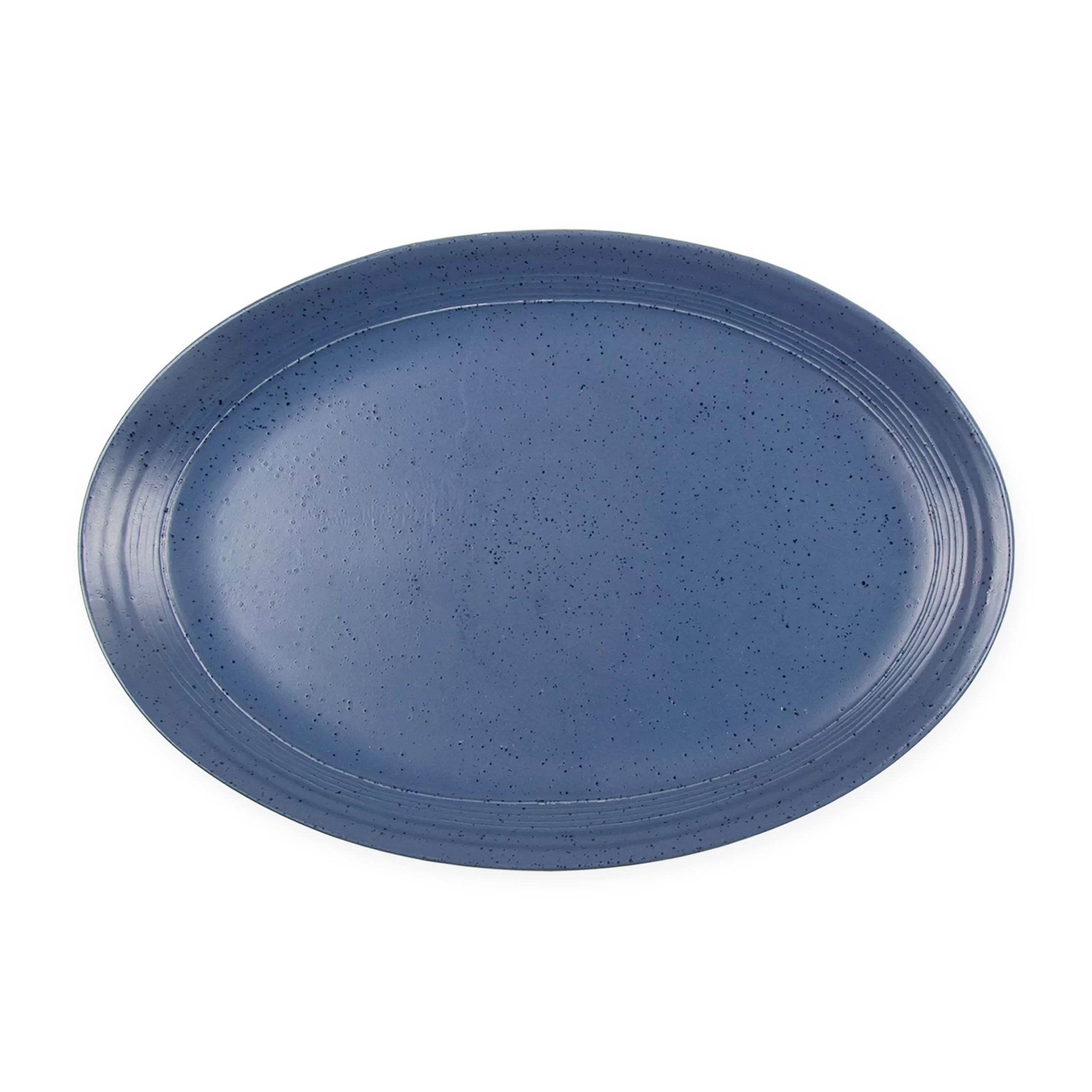 Gibson 14 Inch Stoneware Oval Platter in Blue Speckle - Free Shipping