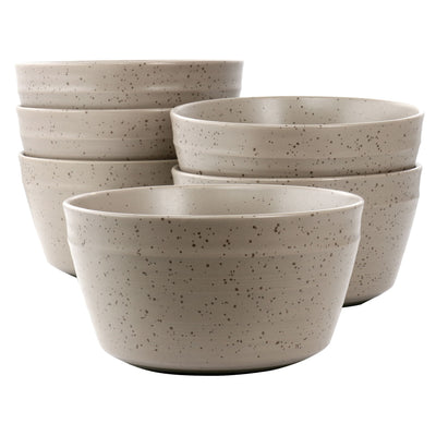 Gibson Milbrook 6 Piece 6 Inch Round Stoneware Bowl Set in Mocha - Free Shipping 
