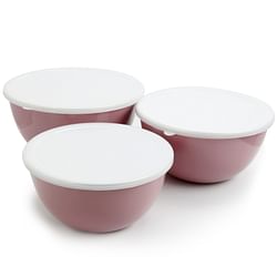 Gibson Home Plaza Cafe 3 Piece Stackable Nesting Mixing Bowl Set with Lids in Lavender - Free Shipping