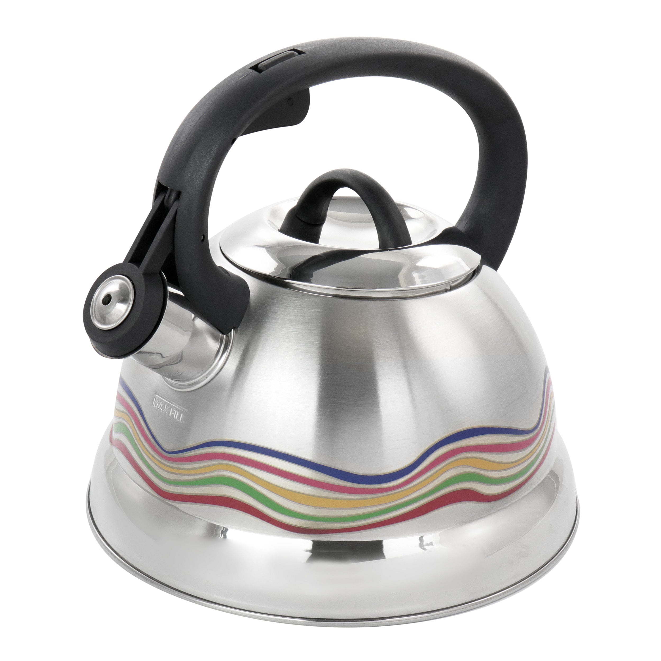Mr. Coffee Cagliari 1.75 Quart Stainless Steel Whistling Tea Kettle with Color Changing Exterior - Free Shipping 