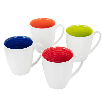 Gibson Home Crenshaw 4 Piece 12 Ounce Ceramic Mug Set in Assorted Colors - Free Shipping 