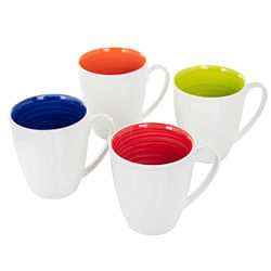 Gibson Home Crenshaw 4 Piece 12 Ounce Ceramic Mug Set in Assorted Colors - Free Shipping 