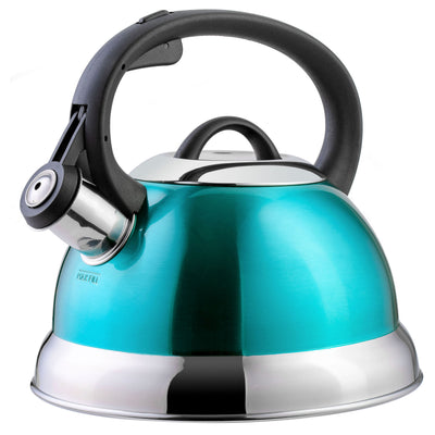Mr. Coffee Flintshire 1.75 Quart Whistling Stovetop Tea Kettle in Turquoise - Free Shipping 
