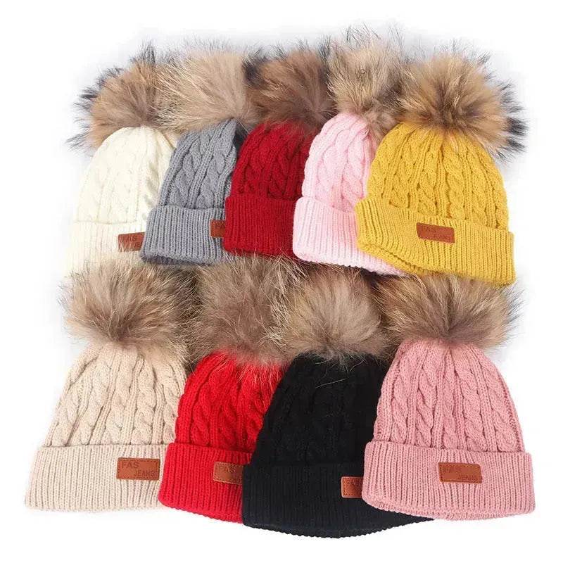 Children Winter Hat kids beanies Kids winter hat baby boy and girl warm woolen beanies faux fur beanies 