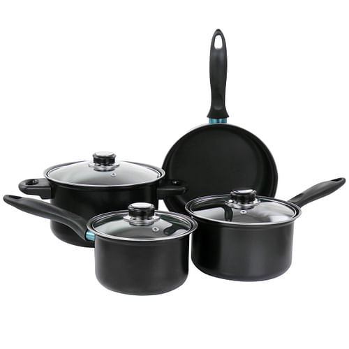 Gibson Home Newton 7 Piece Carbon Steel Cookware Set in Black - Free Shipping