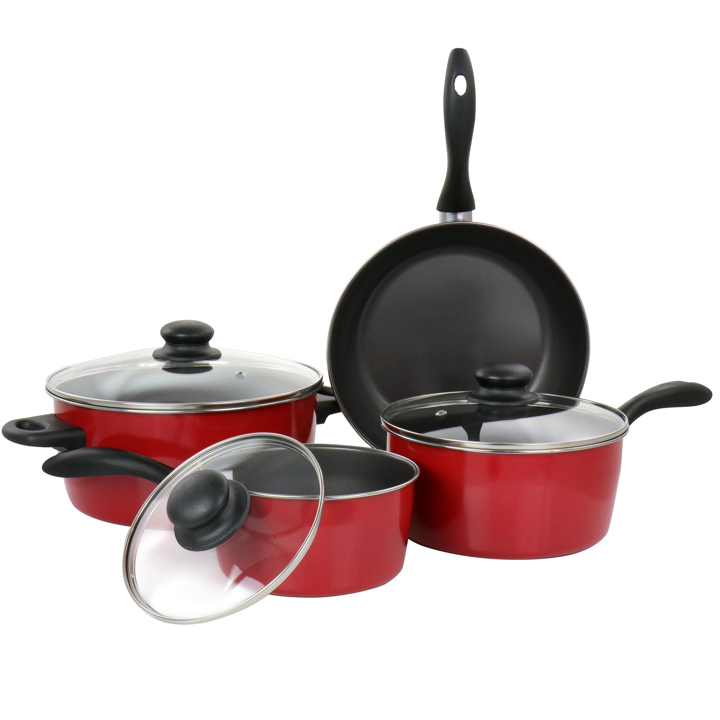 Gibson Home Armada 7 Piece Nonstick Carbon Steel Cookware Set in Red - Free Shipping