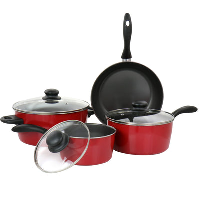 Gibson Home Armada 7 Piece Nonstick Carbon Steel Cookware Set in Red - Free Shipping 